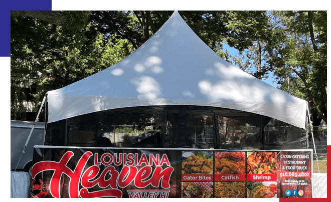 A tent with a sign on it that says louisiana heaven.