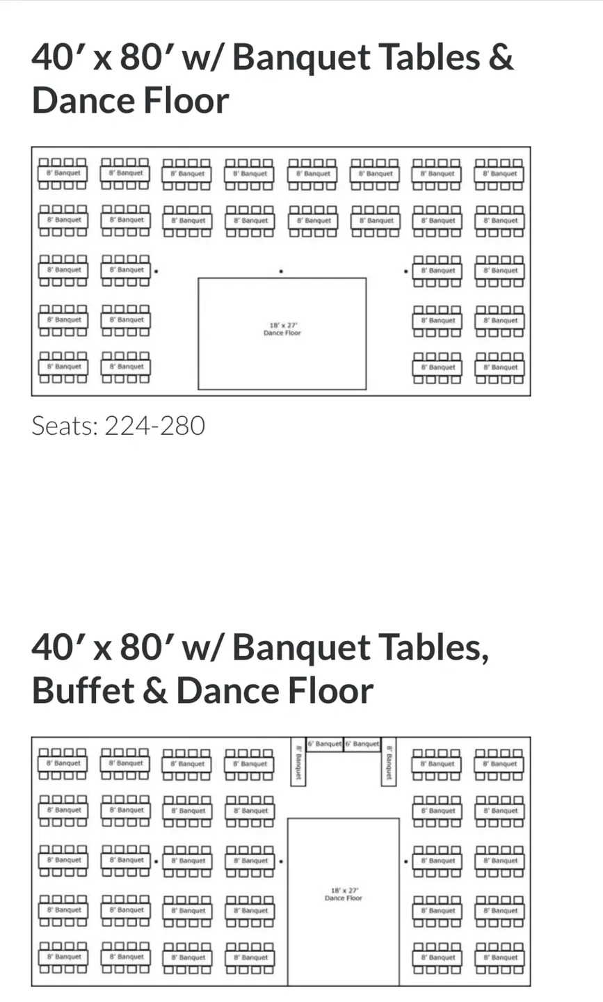 A floor plan of two different tables and chairs.