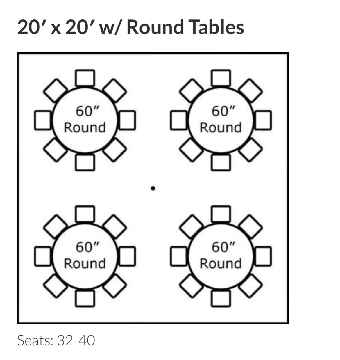 A table with four tables and chairs in it.